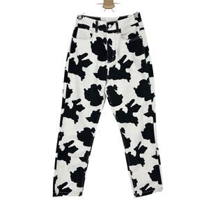 Reclaimed Vintage 90s Y2K Womens High Rise Straight Leg Jeans Size 26 Cow Print
